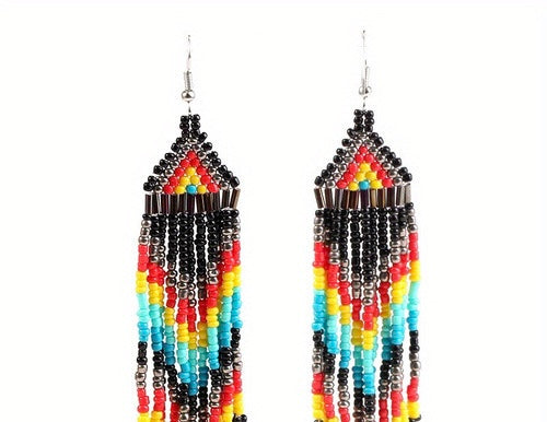 Black Rainbow Bead Earrings