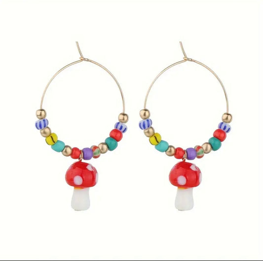 Mushroom Hoop earrings