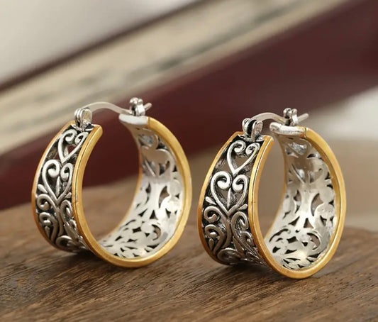 Silver Filigree Hoops