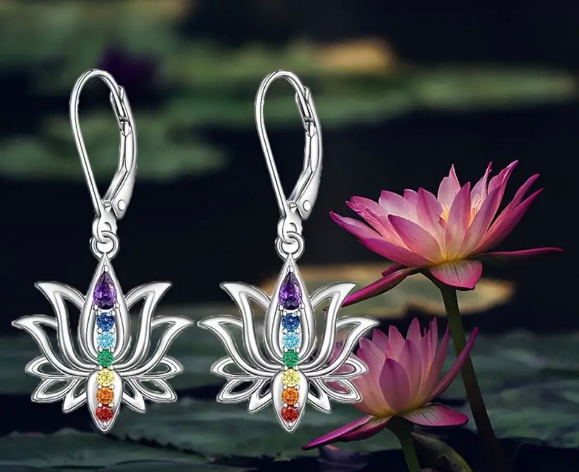 Rainbow Lotus Earrings