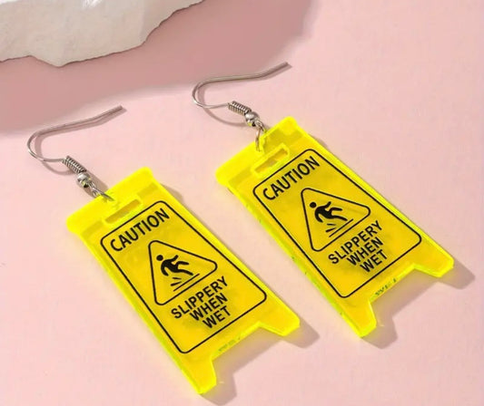 Caution Novelty earrings