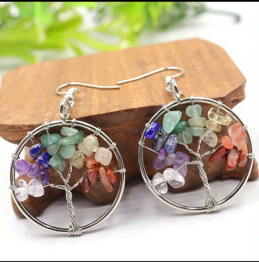 Rainbow Tree of Life earrings