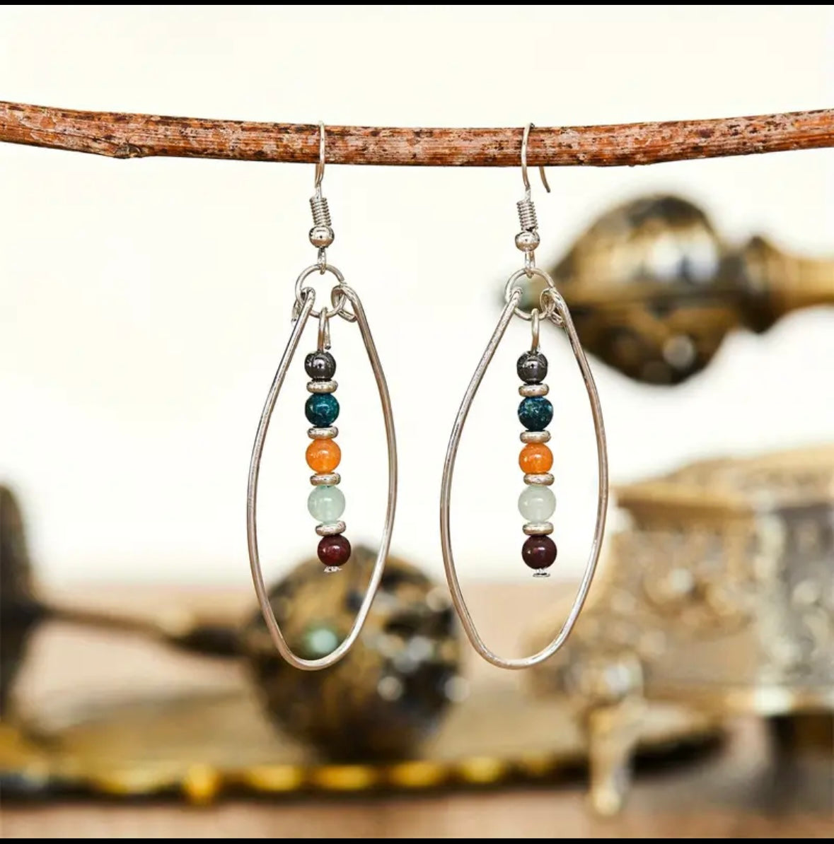 Multicolor Bead Oval earrings