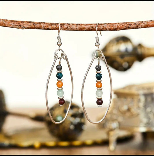 Multicolor Bead Oval earrings