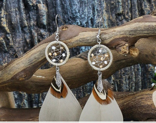 White Dreamcatcher Earrings