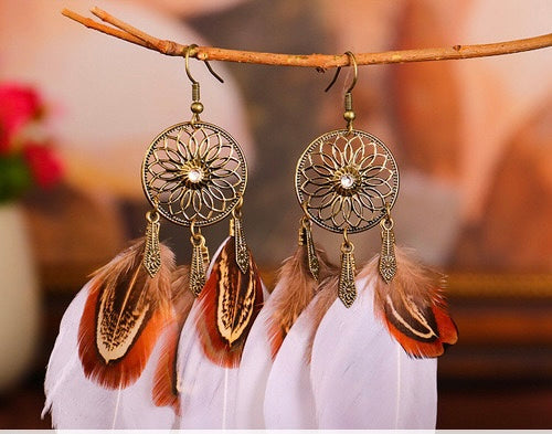 Flower Feather Earrings