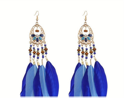 Blue Feather Earrings