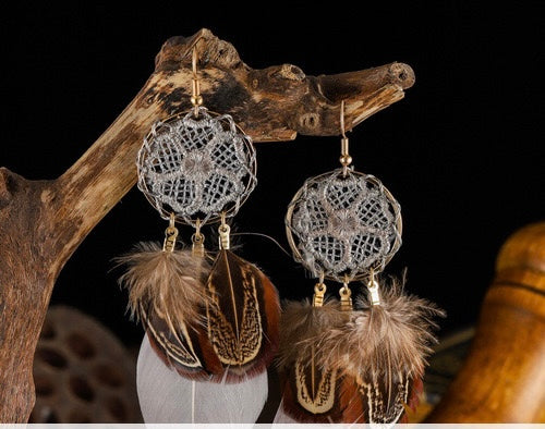 Brown Feather Earrings