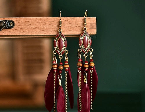 Burgundy Boho Earrings