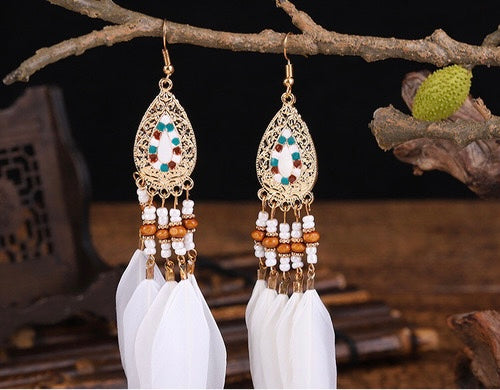 White Feather Earrings