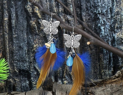 Butterfly feather earrings